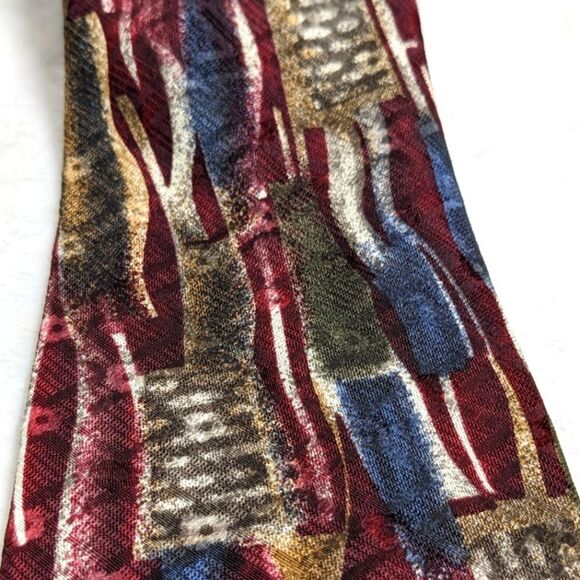 Vintage Men's 100% Silk Tie  - Abstract Motif   - Made in Italy - Picture 9 of 11